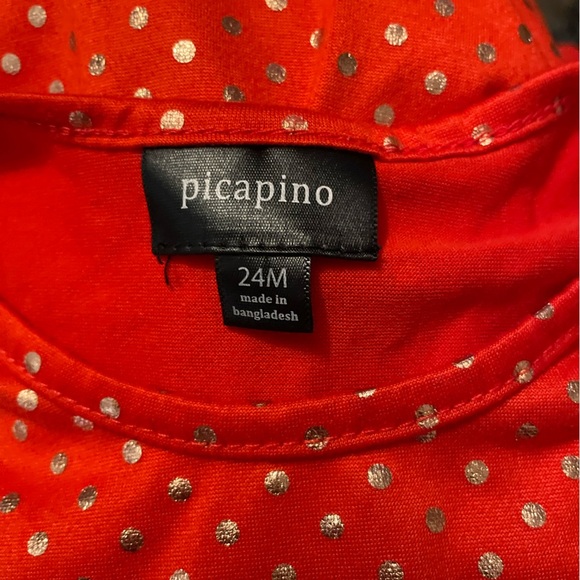 Picapino Baby Girl Red Polka Dot Dress with Flutter Sleeves size 24M - Picture 4 of 4